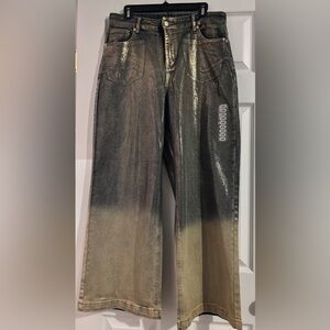 AKIRA Shiny Wide-Leg Jeans